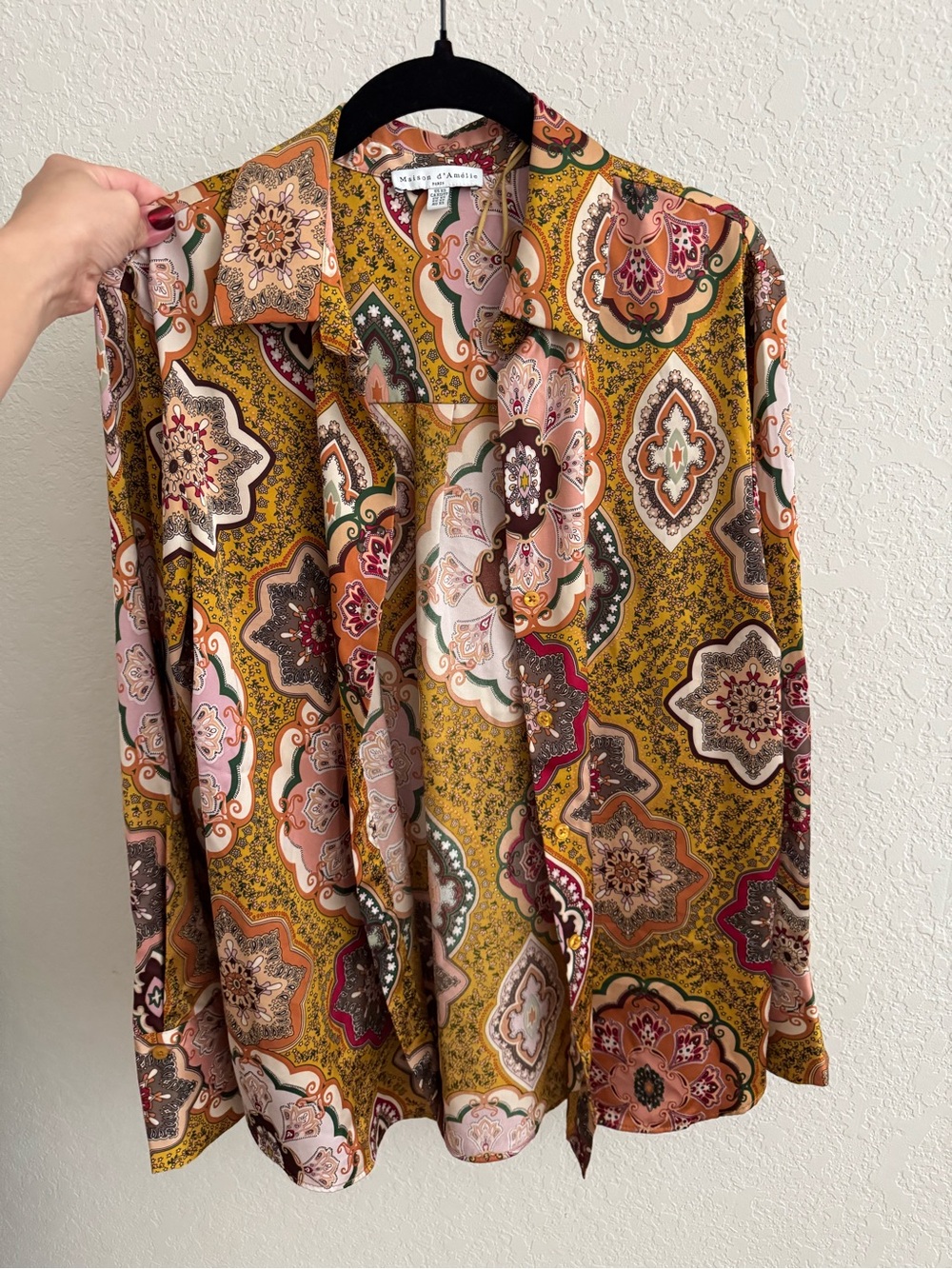 Maison D’Amelie Paisley Print Silk Shirt - Mustard